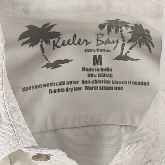 Keeler Bay Mens 100% Cotton Long Sleeve Button Down Beige Shirt Size Medium - Picture 11 of 11